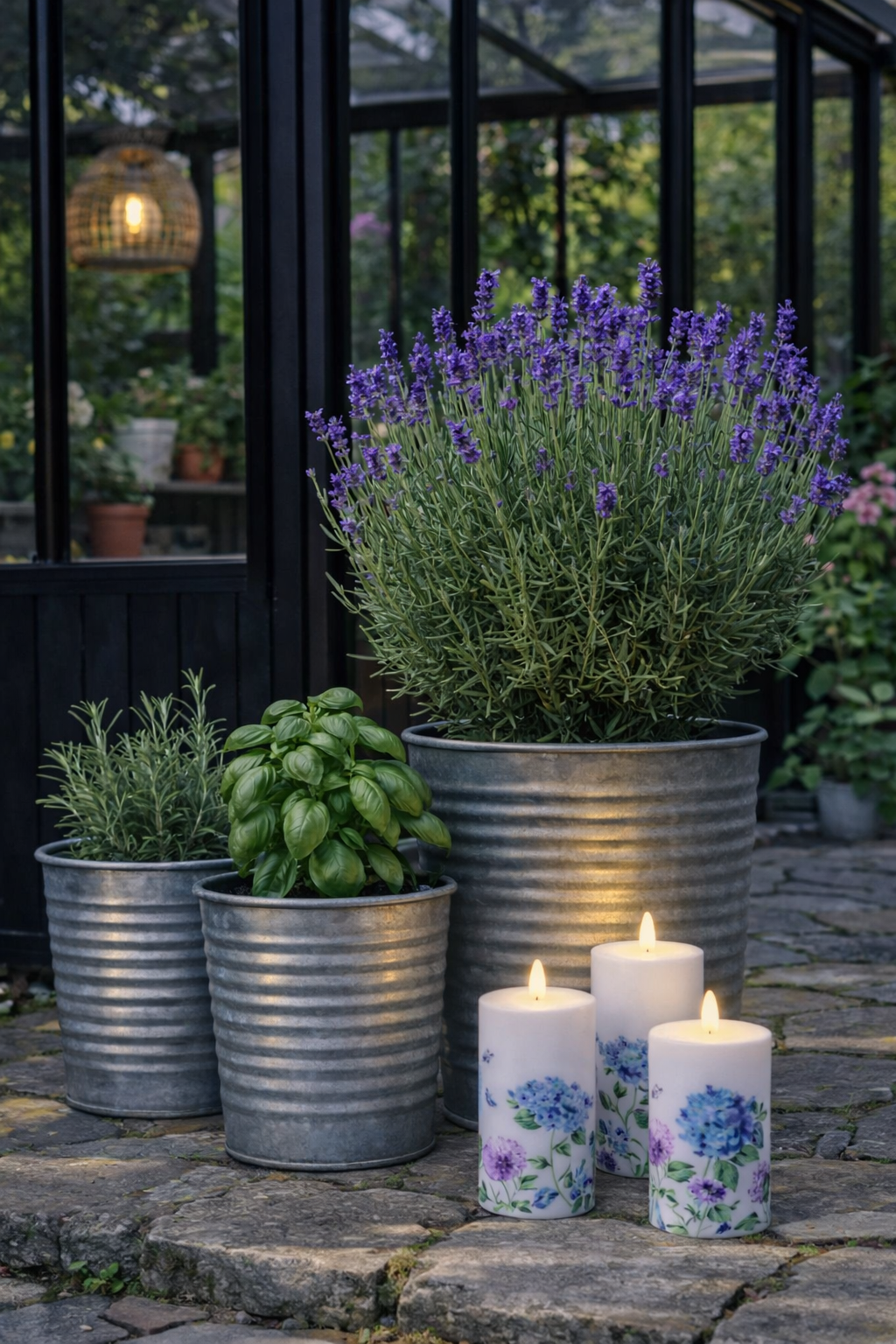 Utomhus Blockljus Flower - Set med 3 st