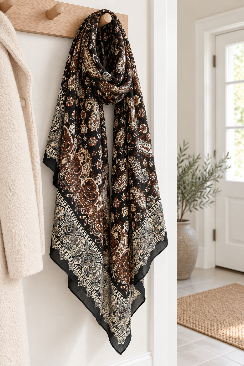Tørklæde Paisley black viscose