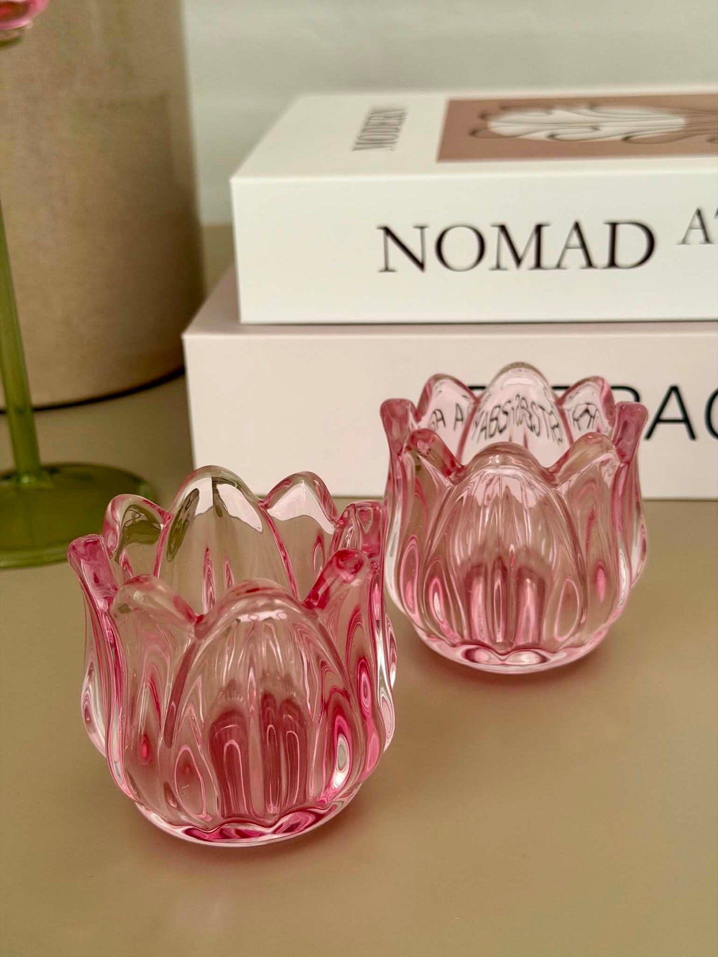 Ljusstake rosa tulpan - Set med 2 st