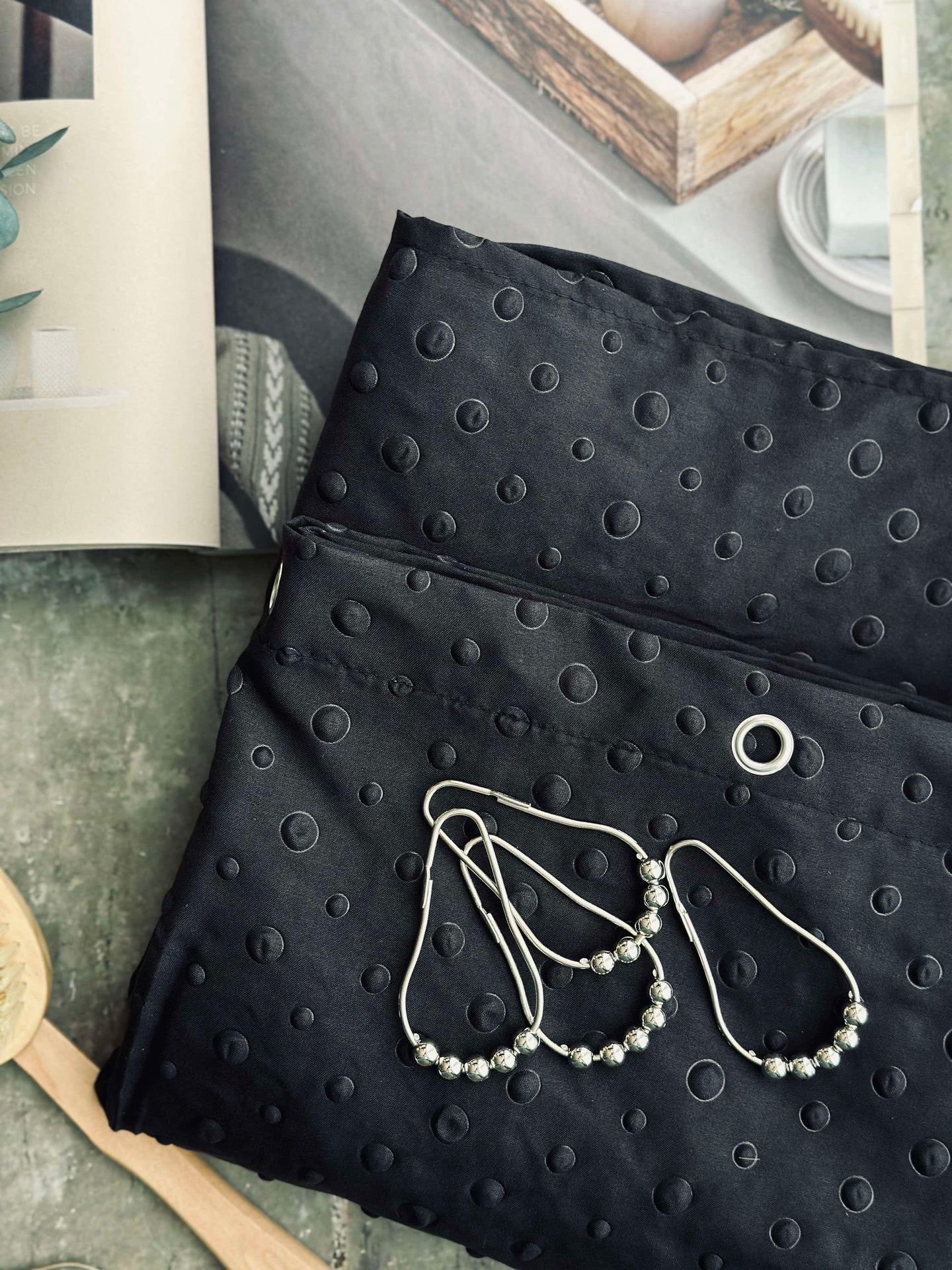 Duschdraperi DOT Svart