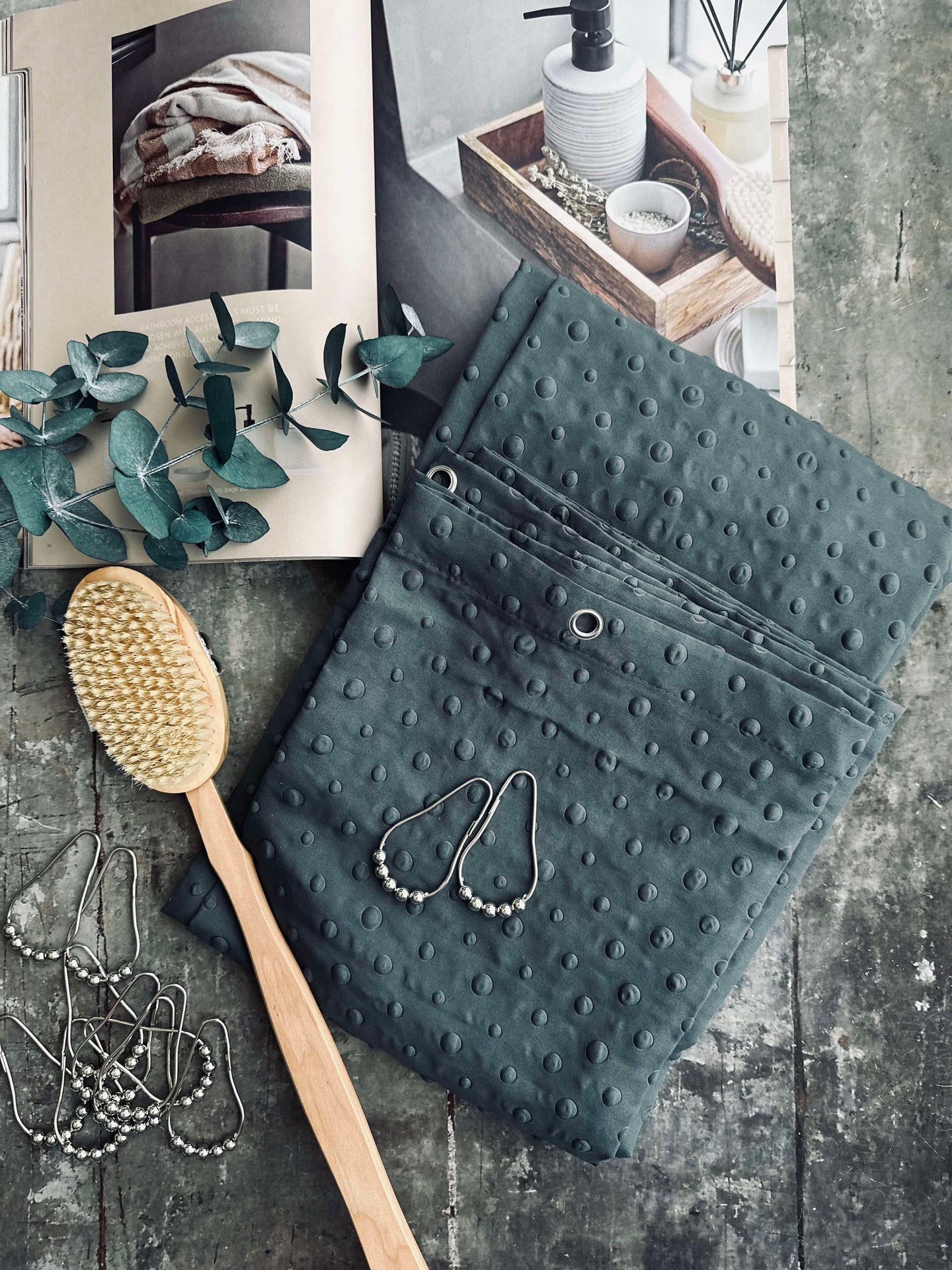 Duschdraperi Dot Grå / blå