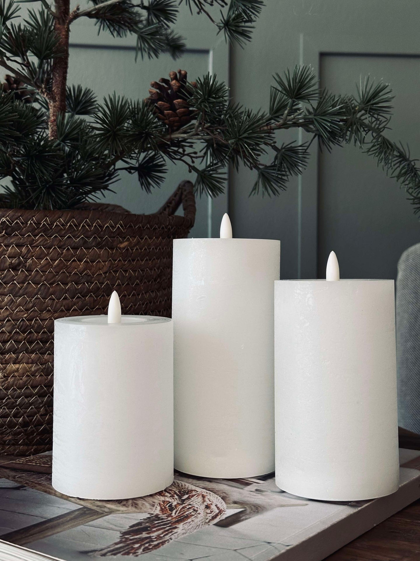 LED Blockljus / Vit - 3 st Rustika ljus