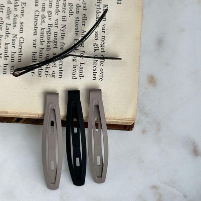 Hårklämmor Matt Svart / Grå - 4 st.