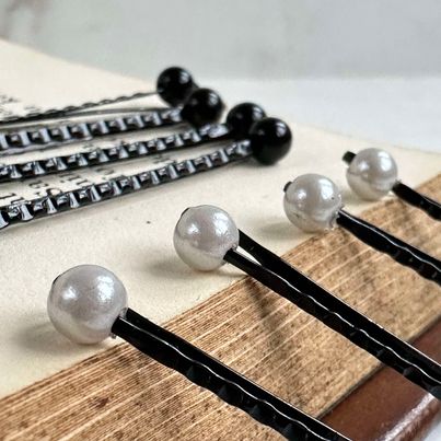 Hårnålar Pärla Svart / Vit