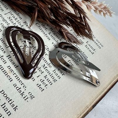 Hårklämmor Brunt Hjärta - 2 st.