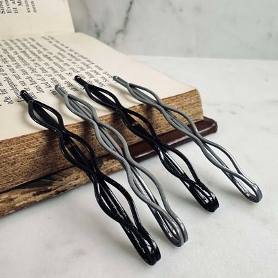 Hårnålar Svart / Grå Shimmer - 4 st.