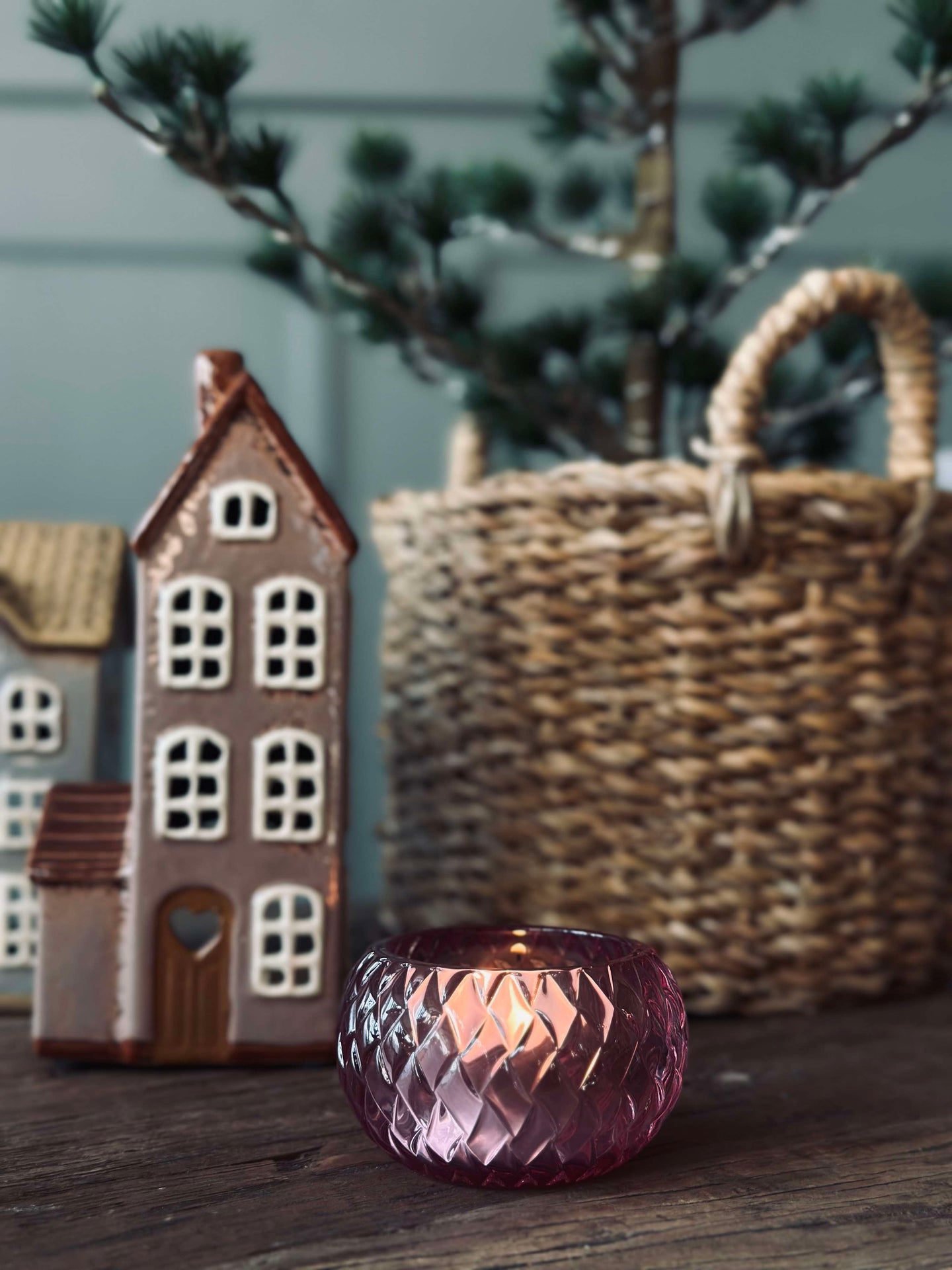 Ljuslykta för värmeljus Diamond - Rosa