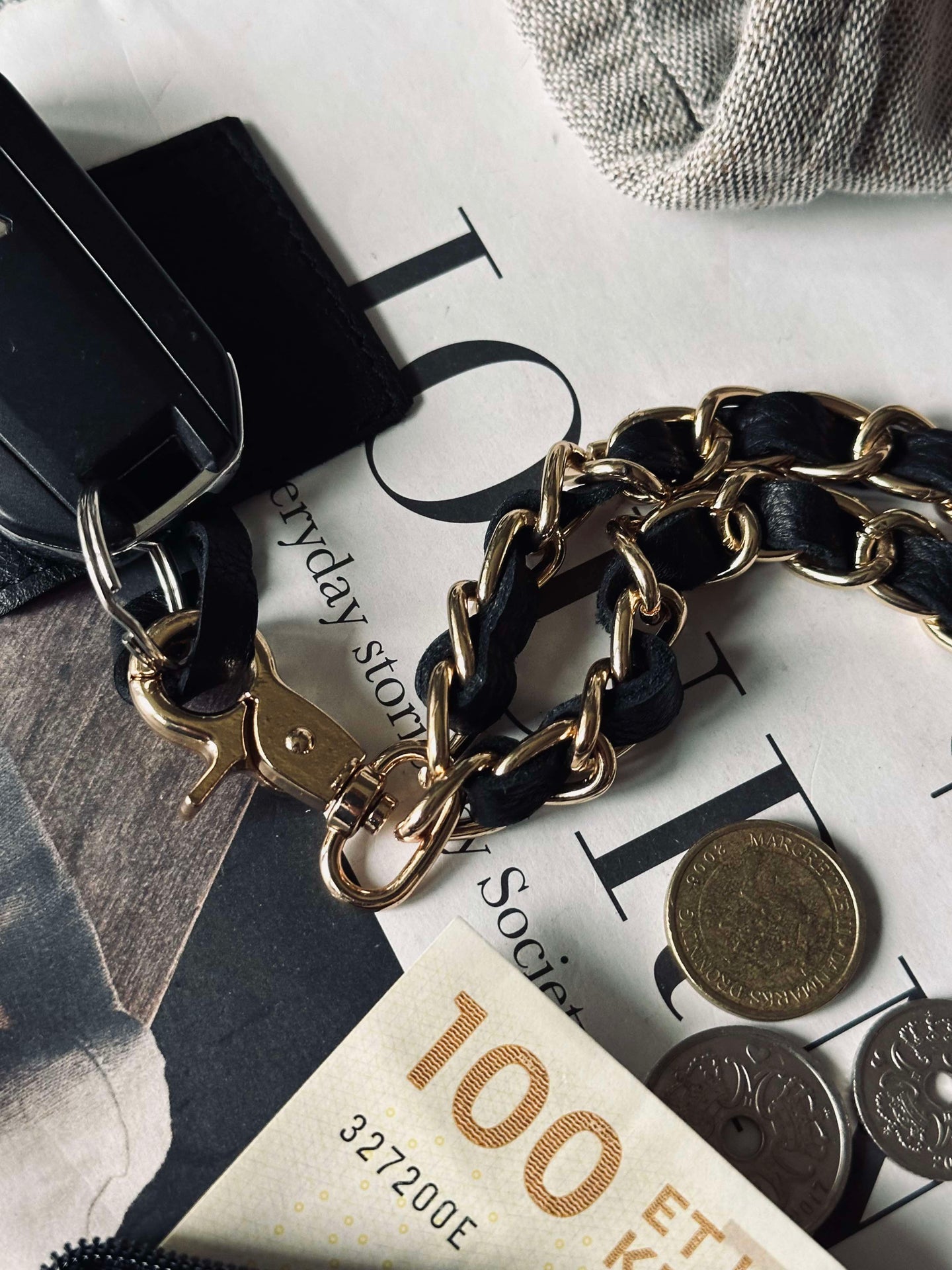 Mobil / Nyckelrem – Svart läder