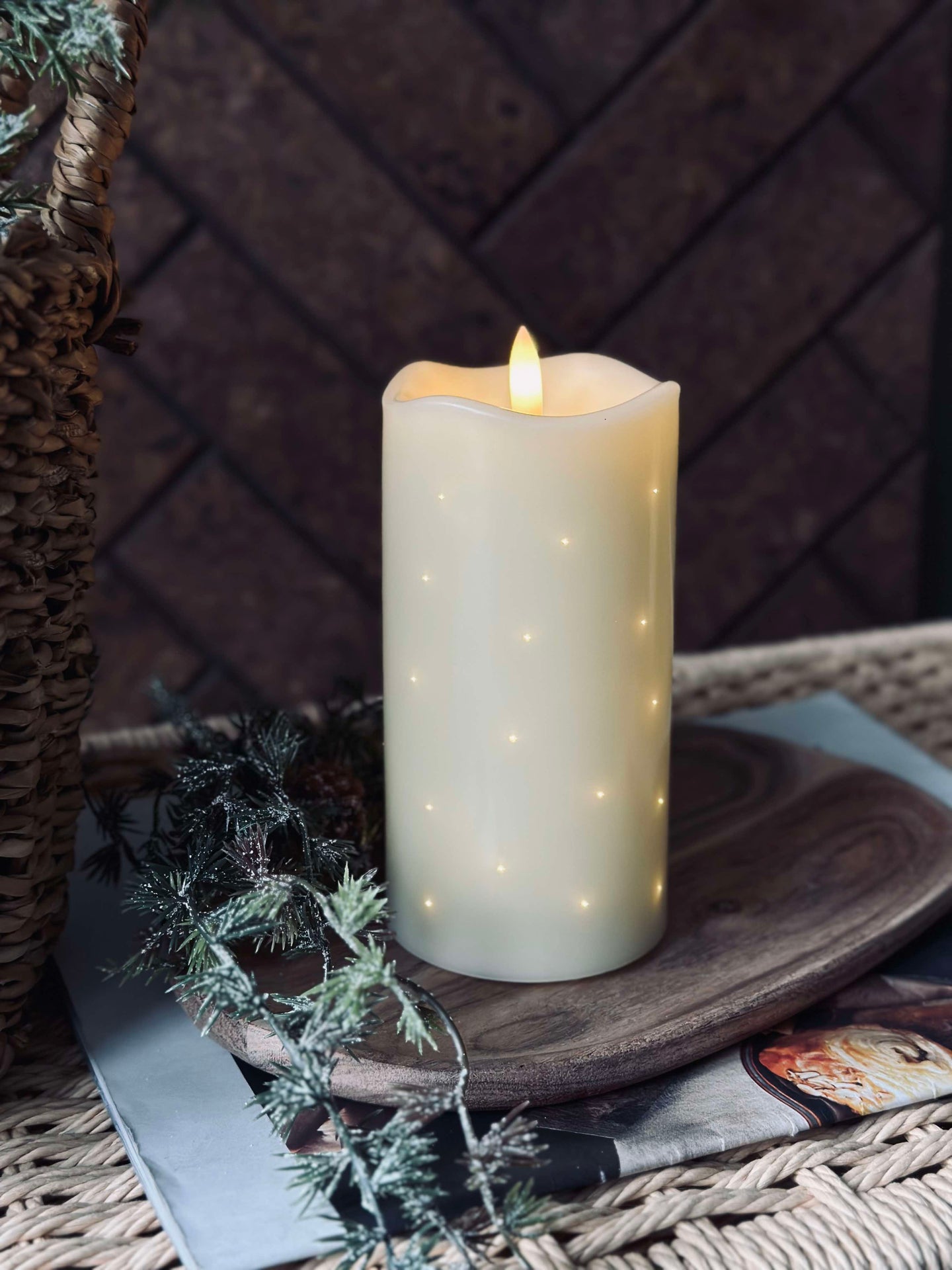 LED Blockljus Twinkle - 12,5 cm Creme