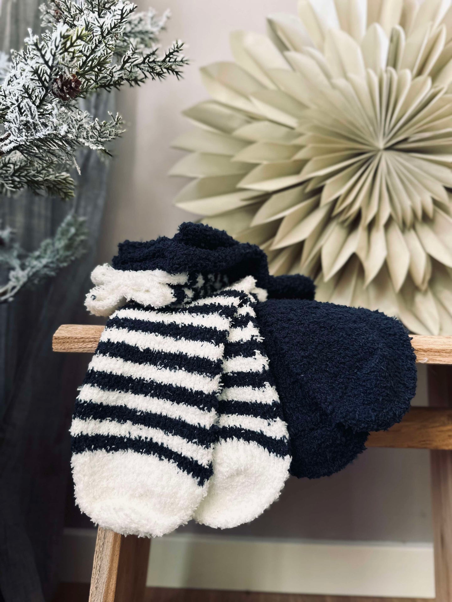 Fluffiga blå strumpor - Set med 2 par