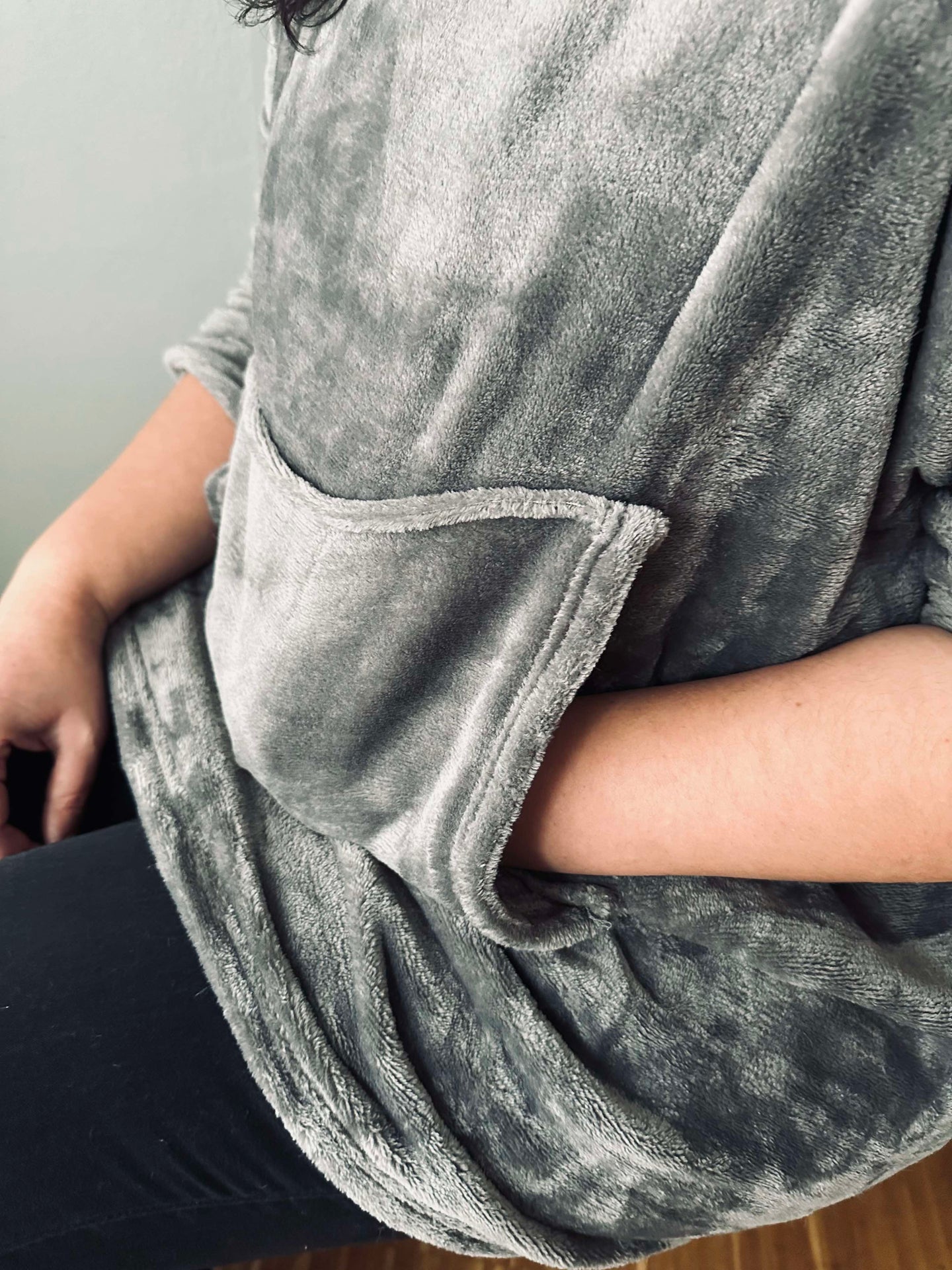 Hoodie Fleece Grå - Oversize