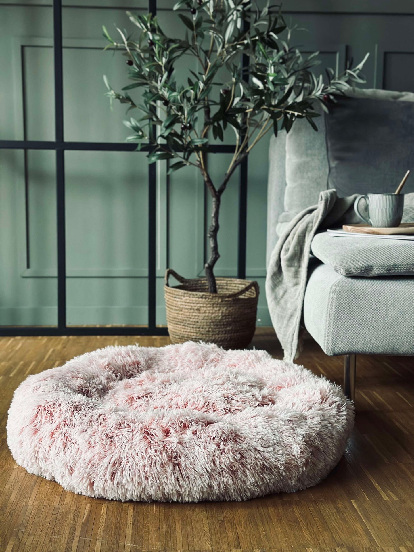 Fluffy hundbädd - Dia 60 cm Rosa