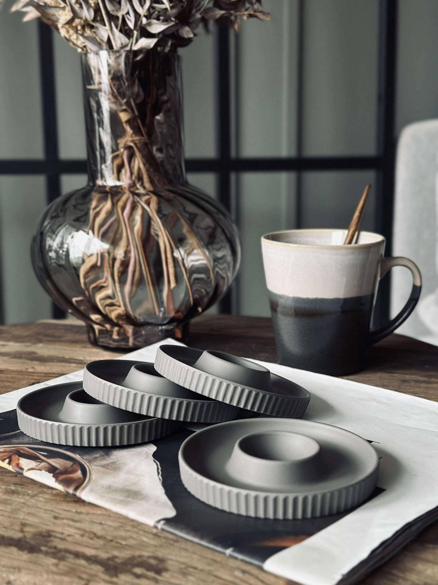 Äggkoppar Melamin Taupe - Set med 4 st.