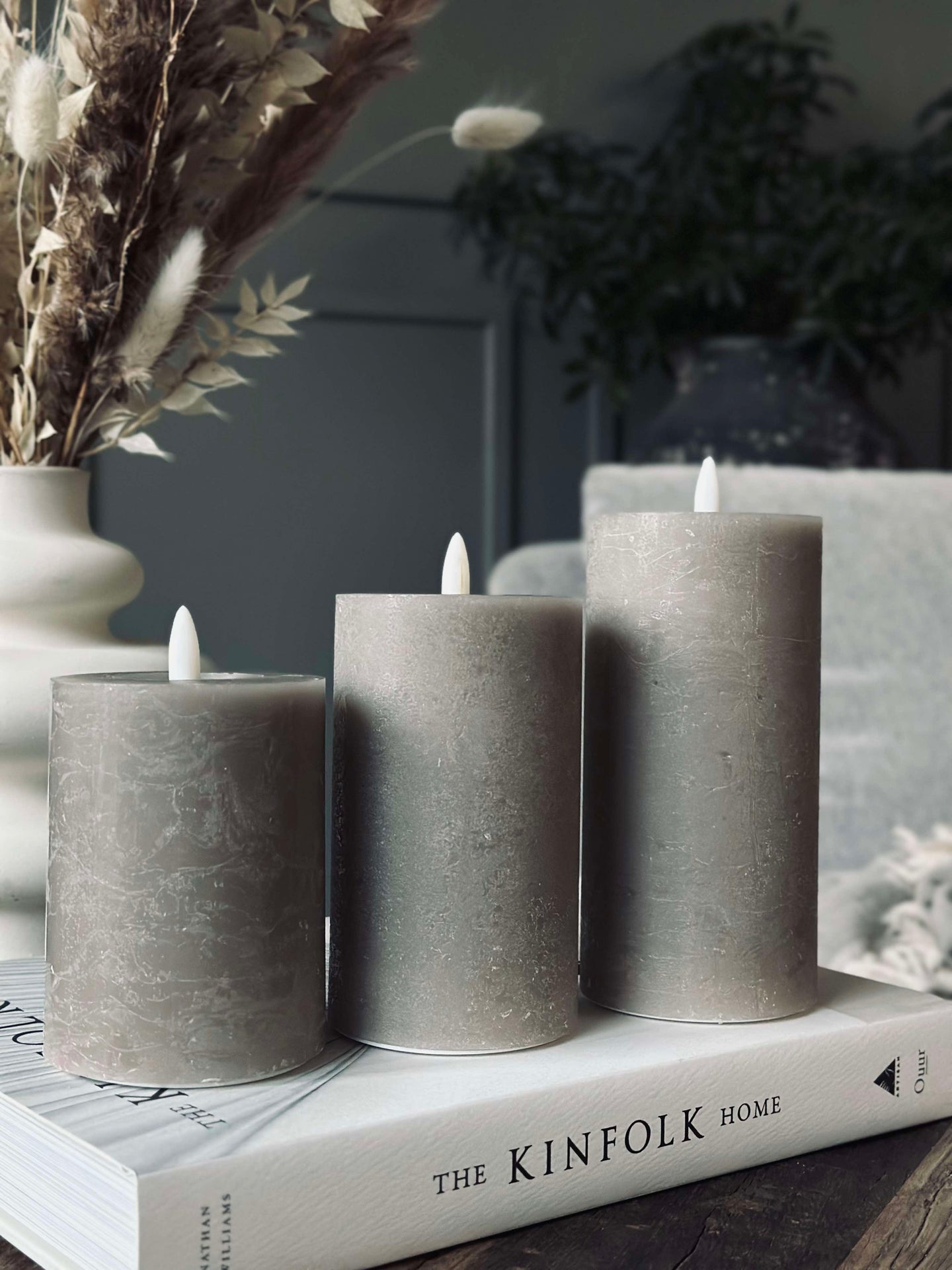 LED Blockljus / Sand – 3 st Rustikt ljus