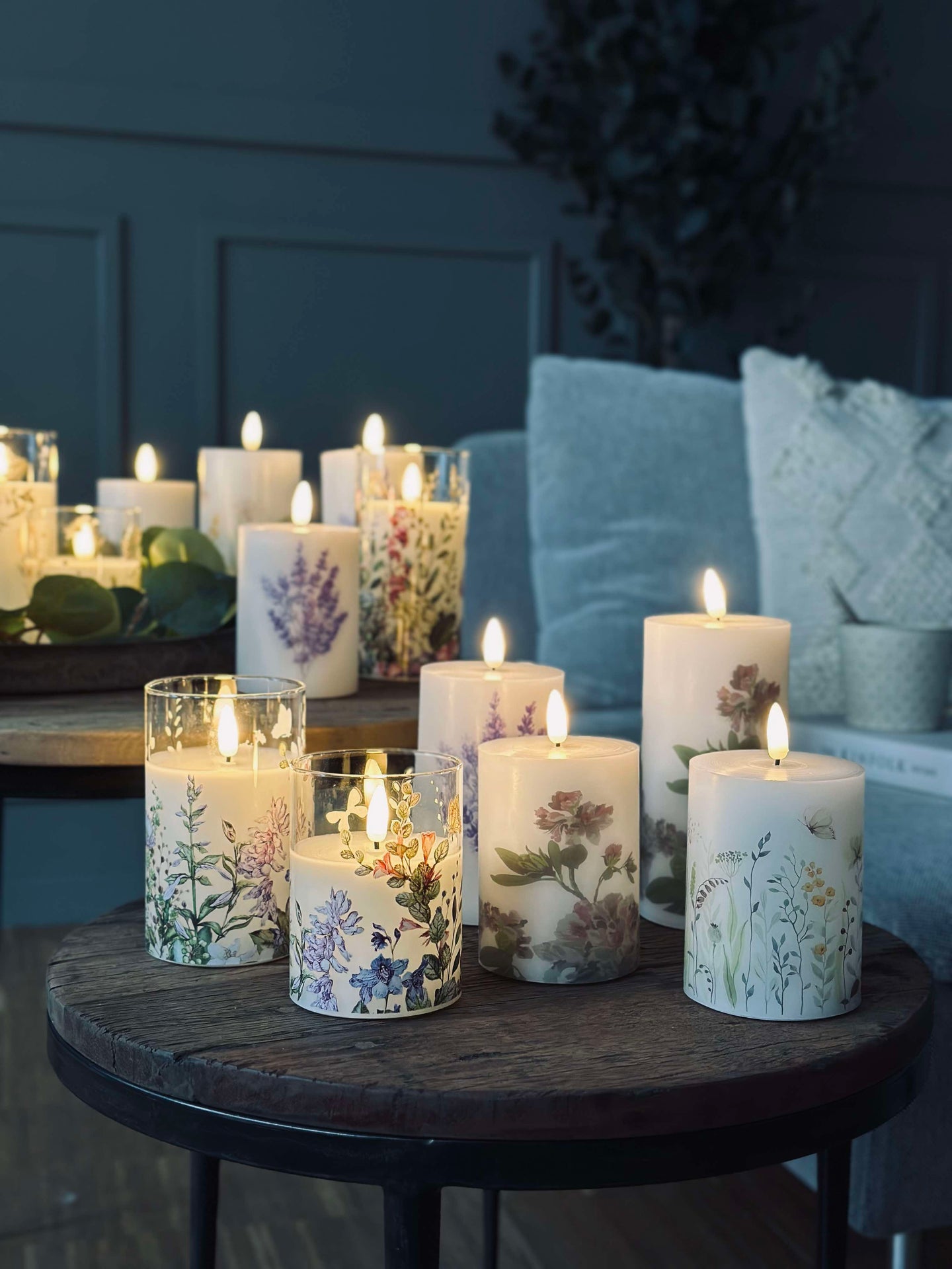 LED FLORA Cylinder – Set om 3 st och fjärrkontroll