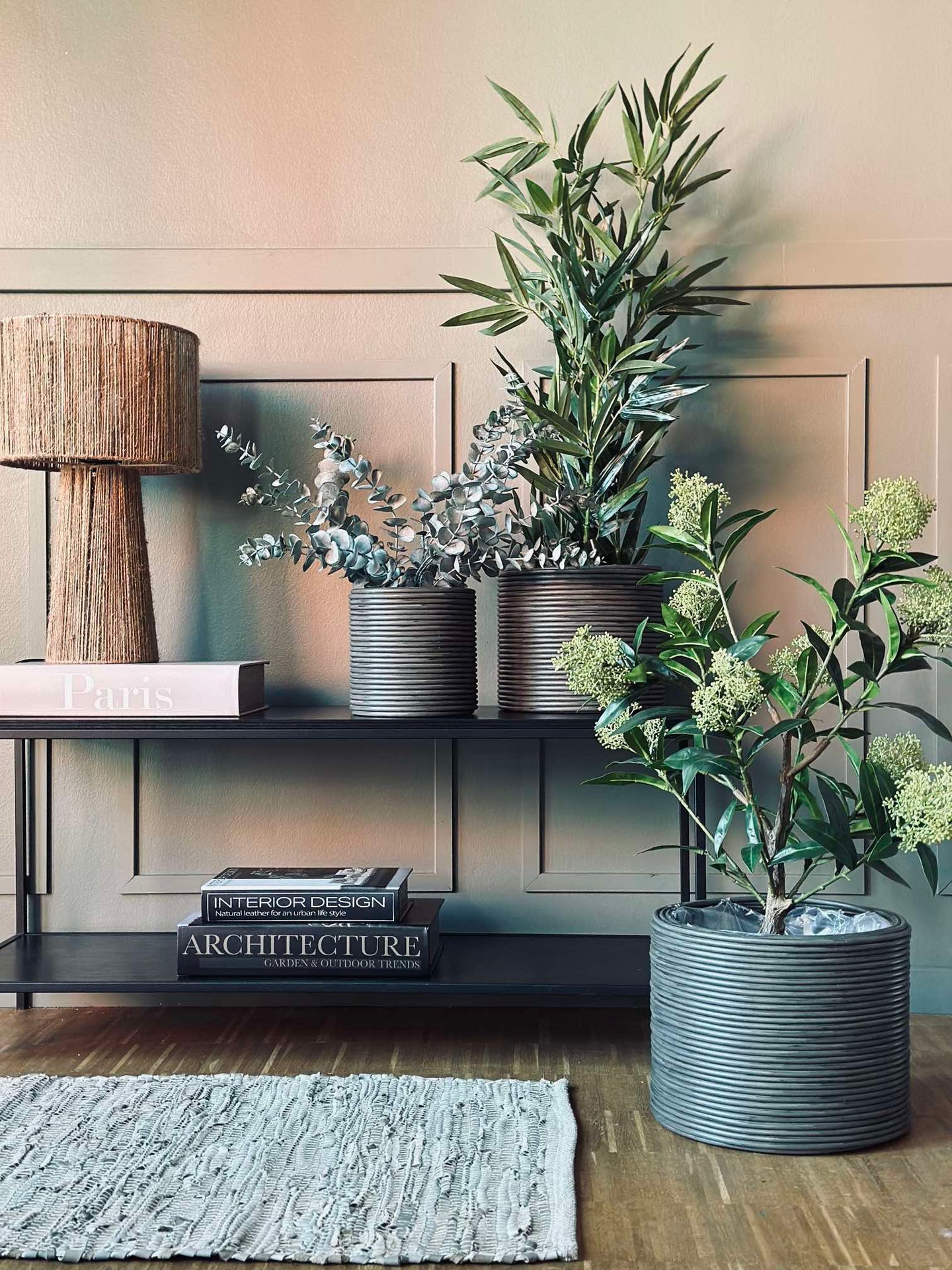 Växtkorg Grå - Set om 3 st.