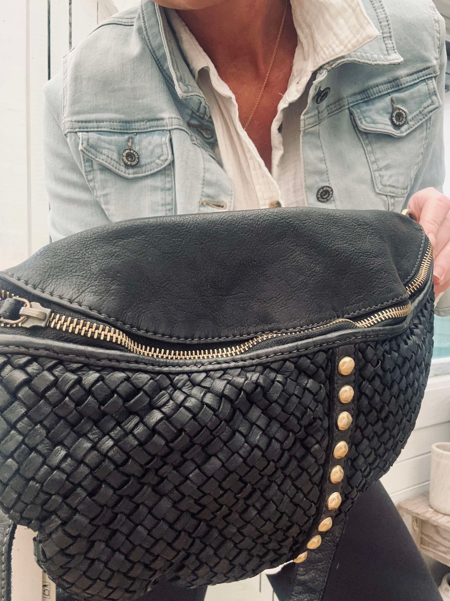 Bumbag JOMA fläta och nitar - Svart