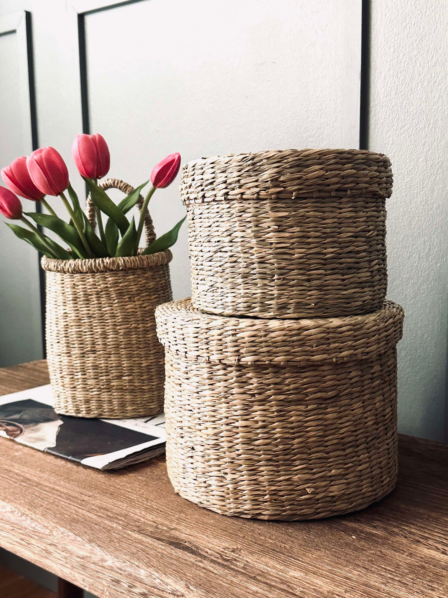 Korgar med lock - Set om 2 st