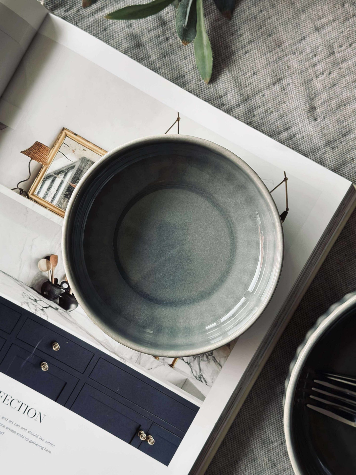 Skål VIGA randig stengods - Blå 12cm