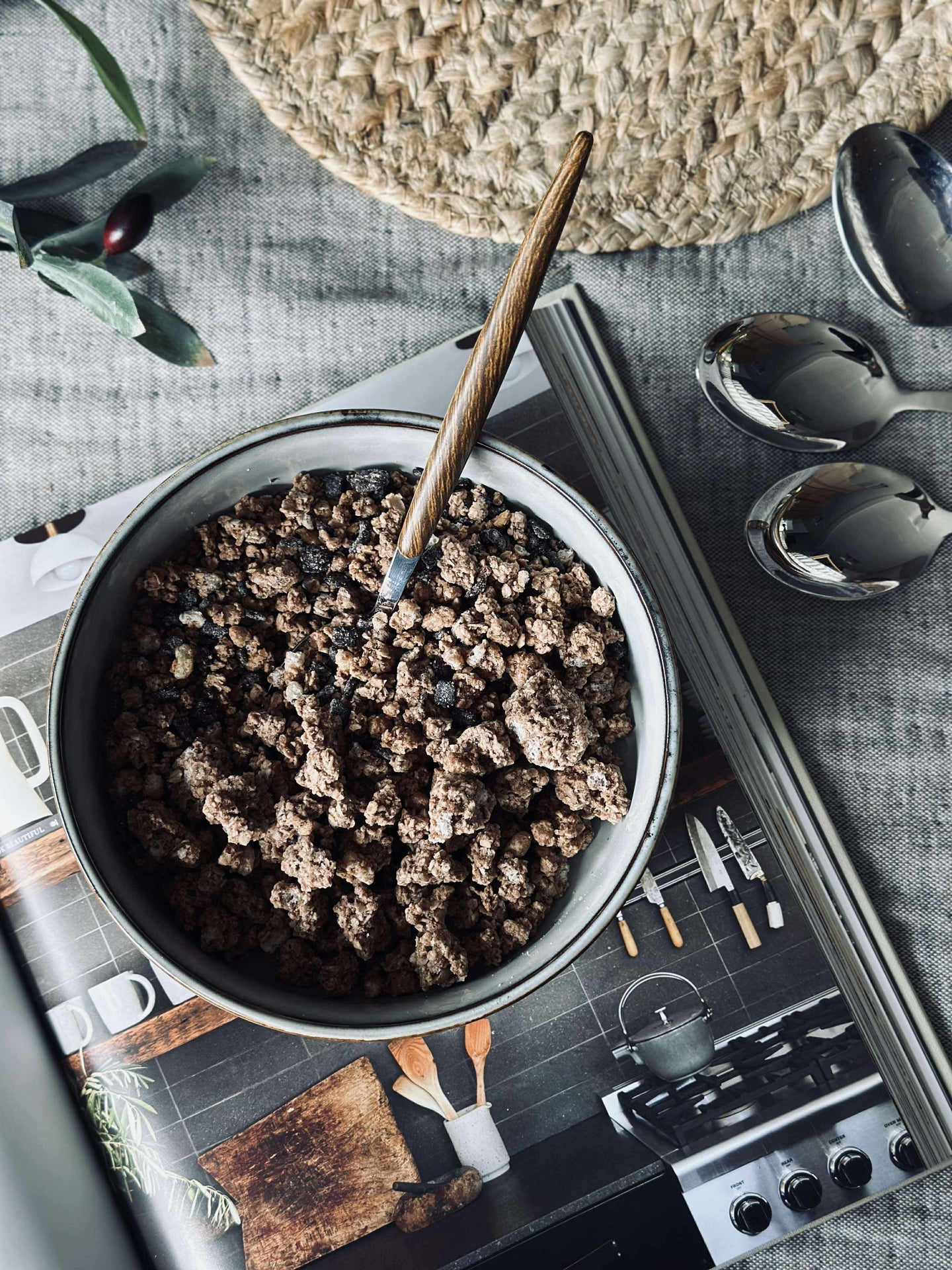 Skål VIGA randig stengods - Grå 16cm