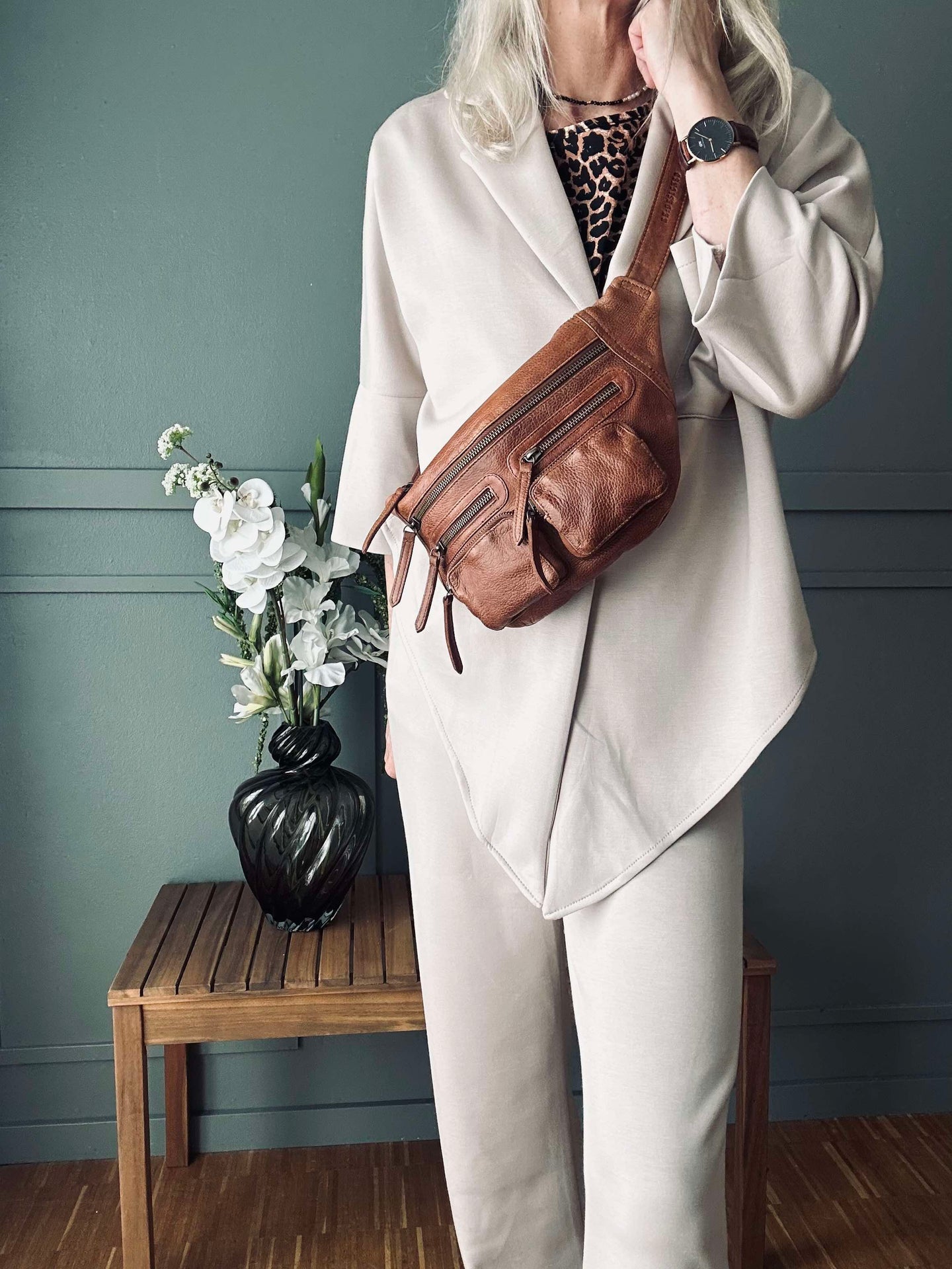 Set Lisa beige - Skjorta och byxor