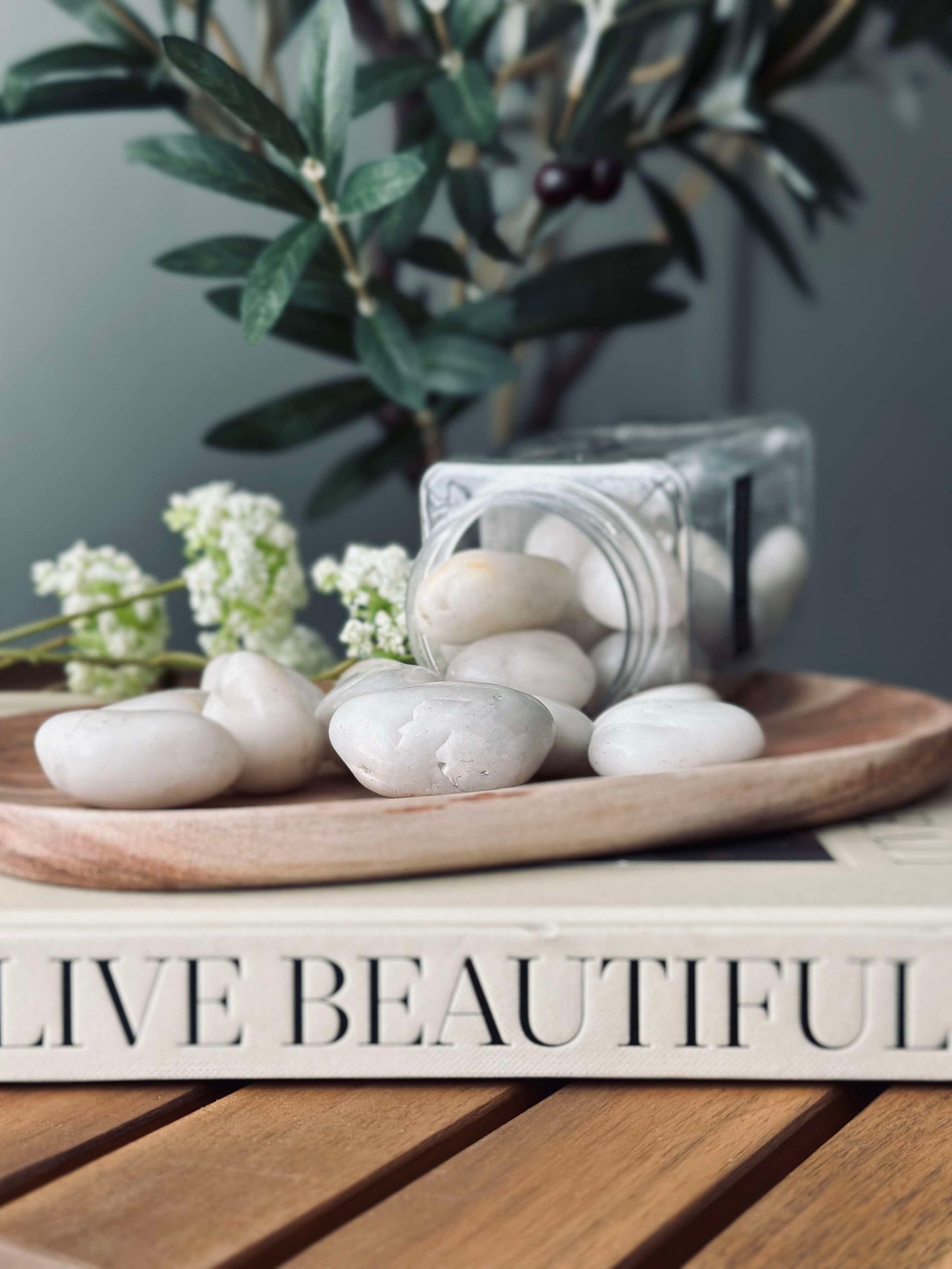 Dekorationsstenar - 850 gram MIX vit