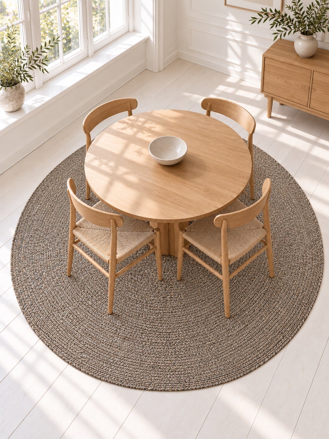 Golvmatta Rund Beige – Godkänd för inomhus och utomhus