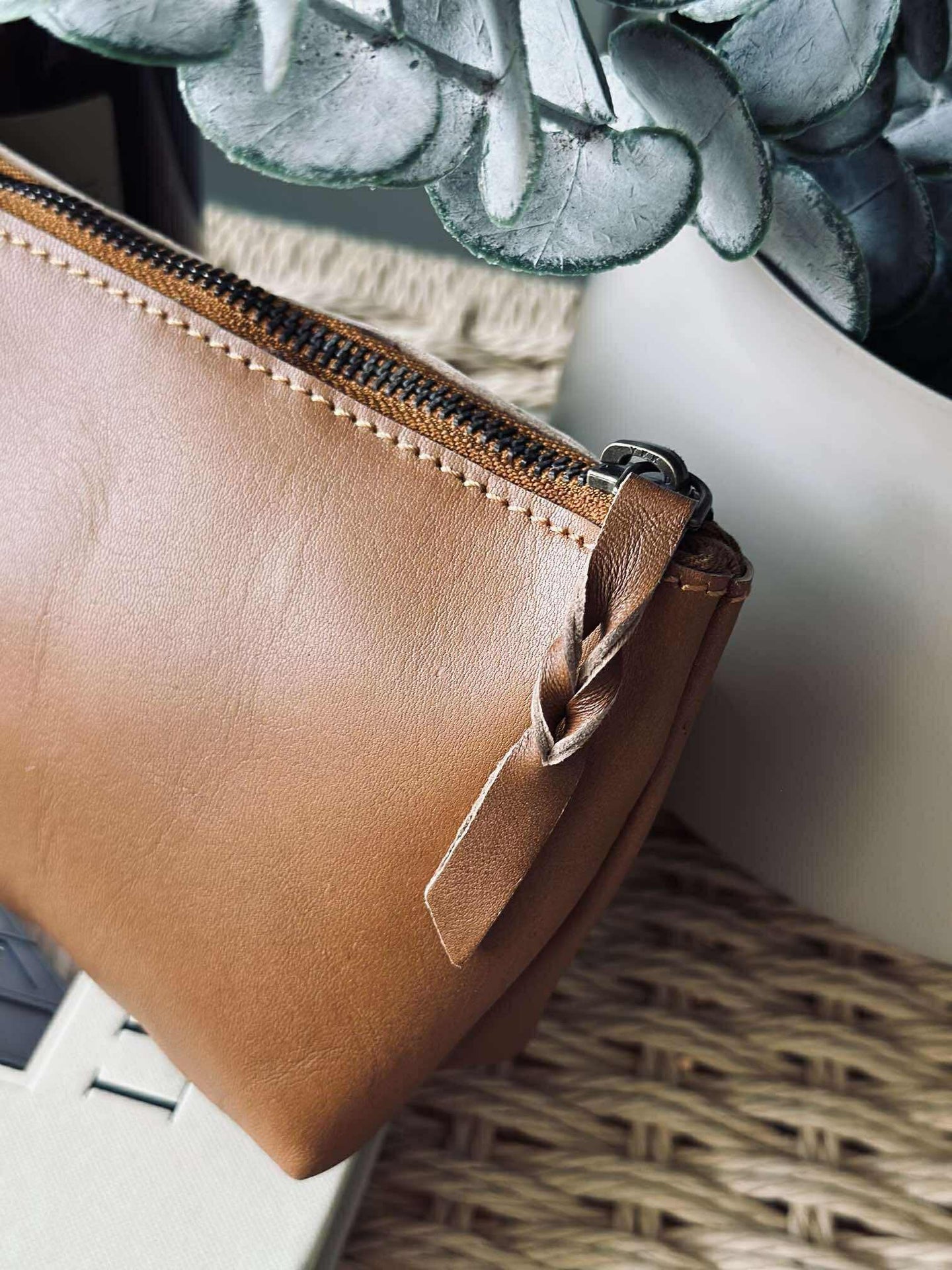 Kosmetikkpåse - Cognacläder