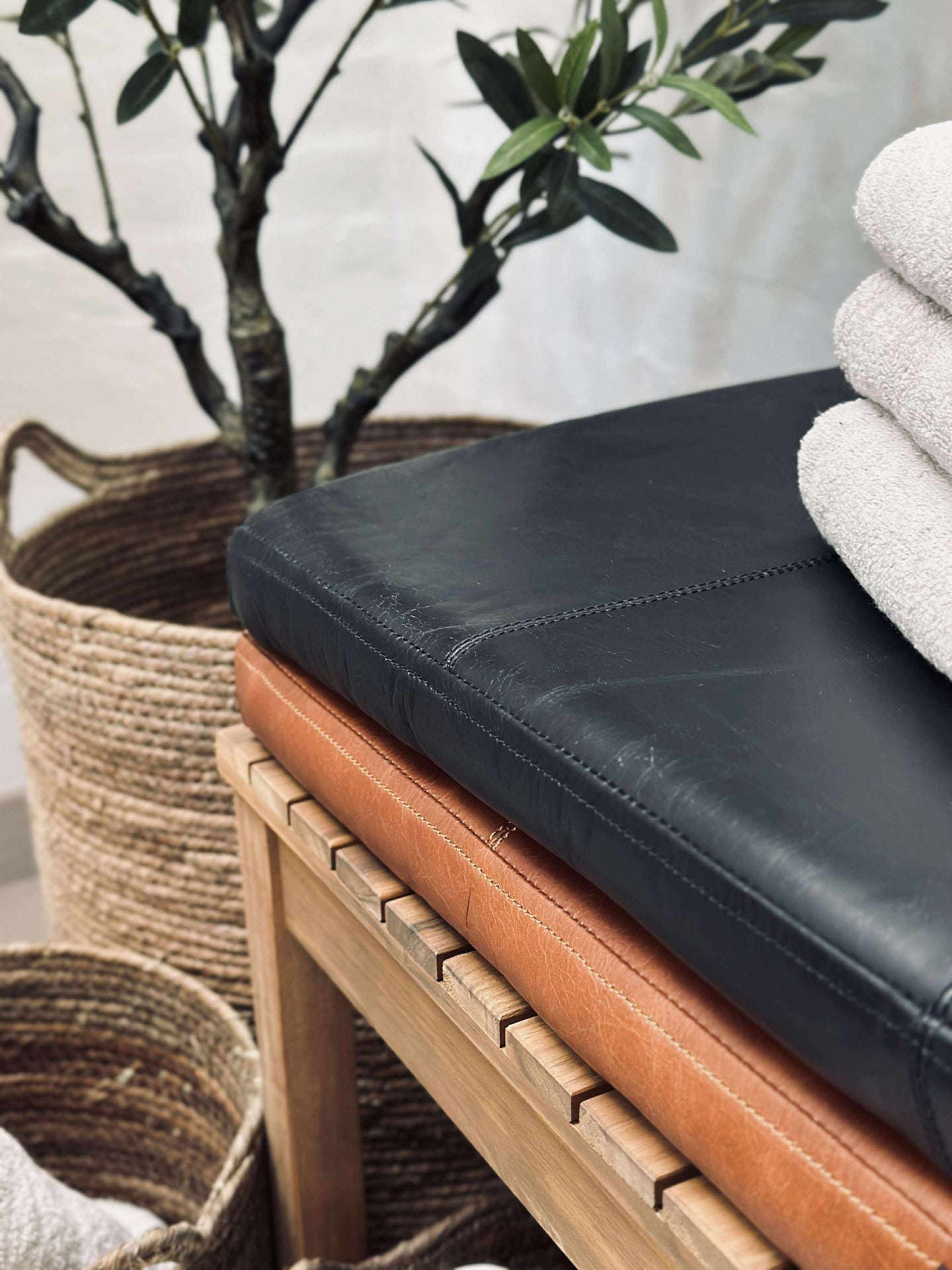 Sittdyna i läder Tokyo - 118 cm Cognac