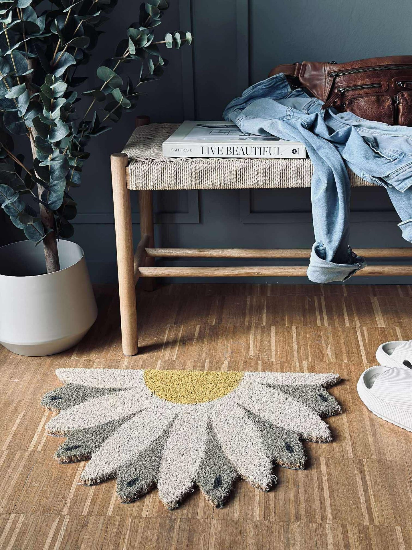 Dörrmatta Blomma beige
