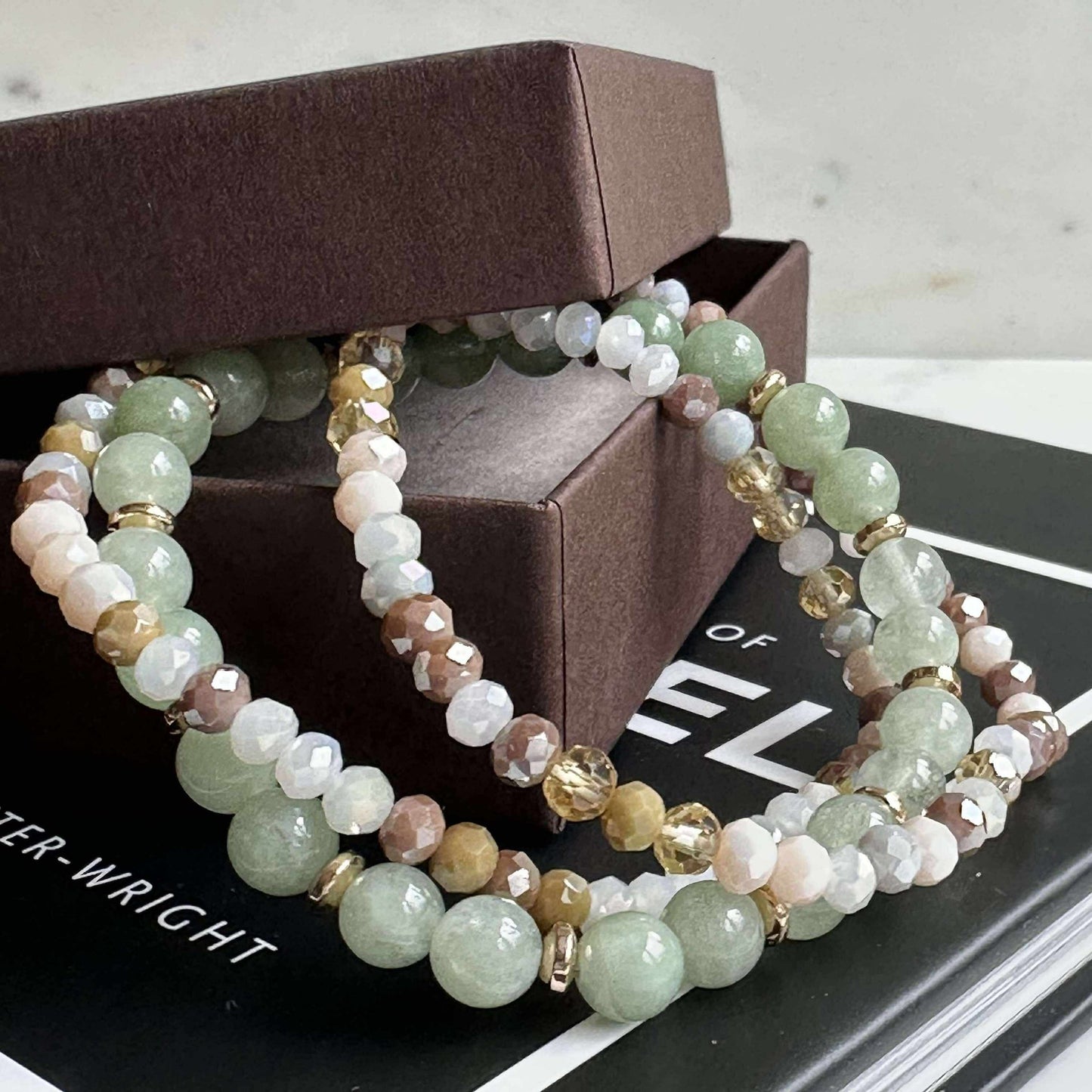 Armband Luna Jadegrön – Set med 3 st