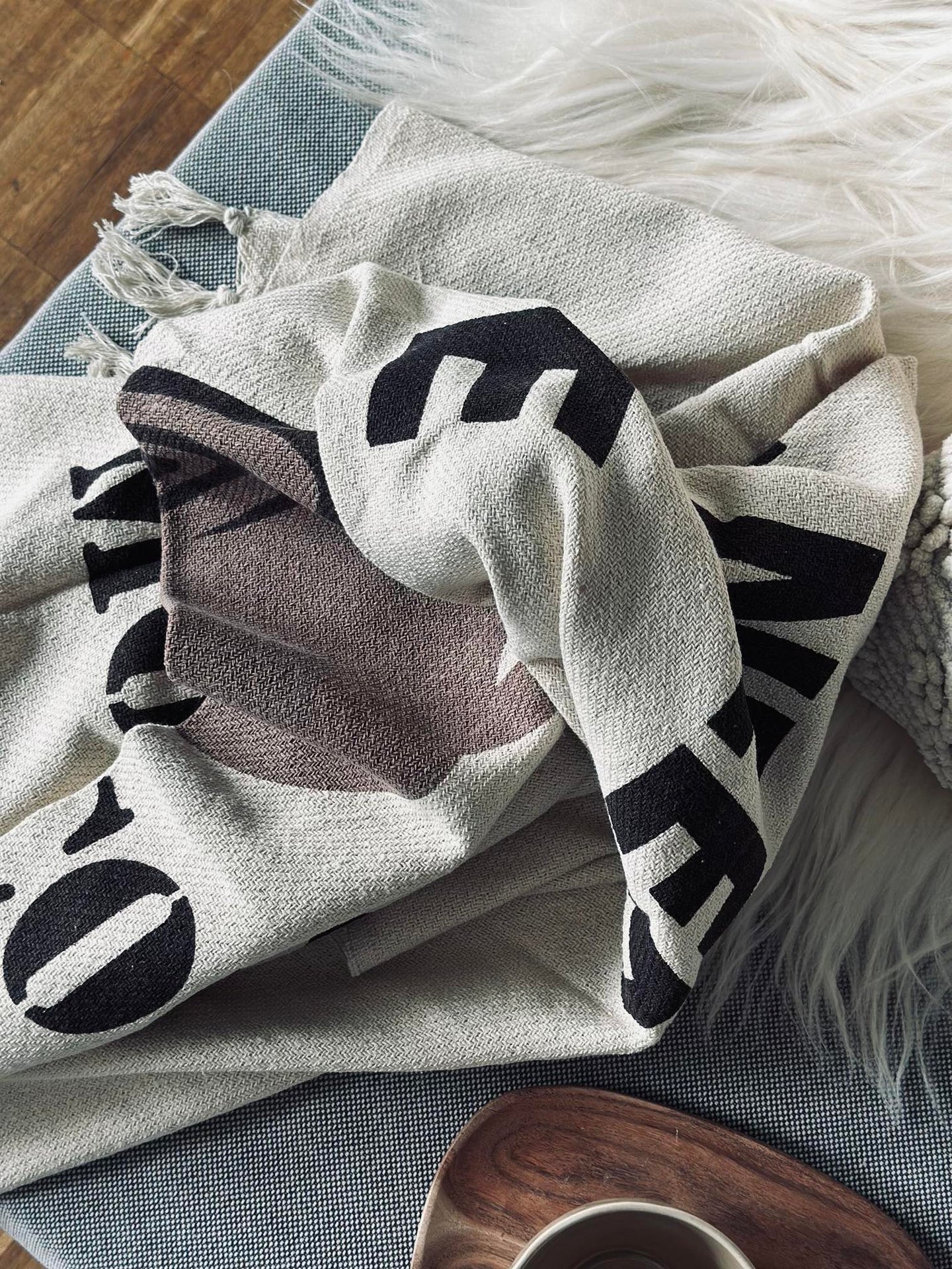 Pläd återvunnen bomull - Kaffe