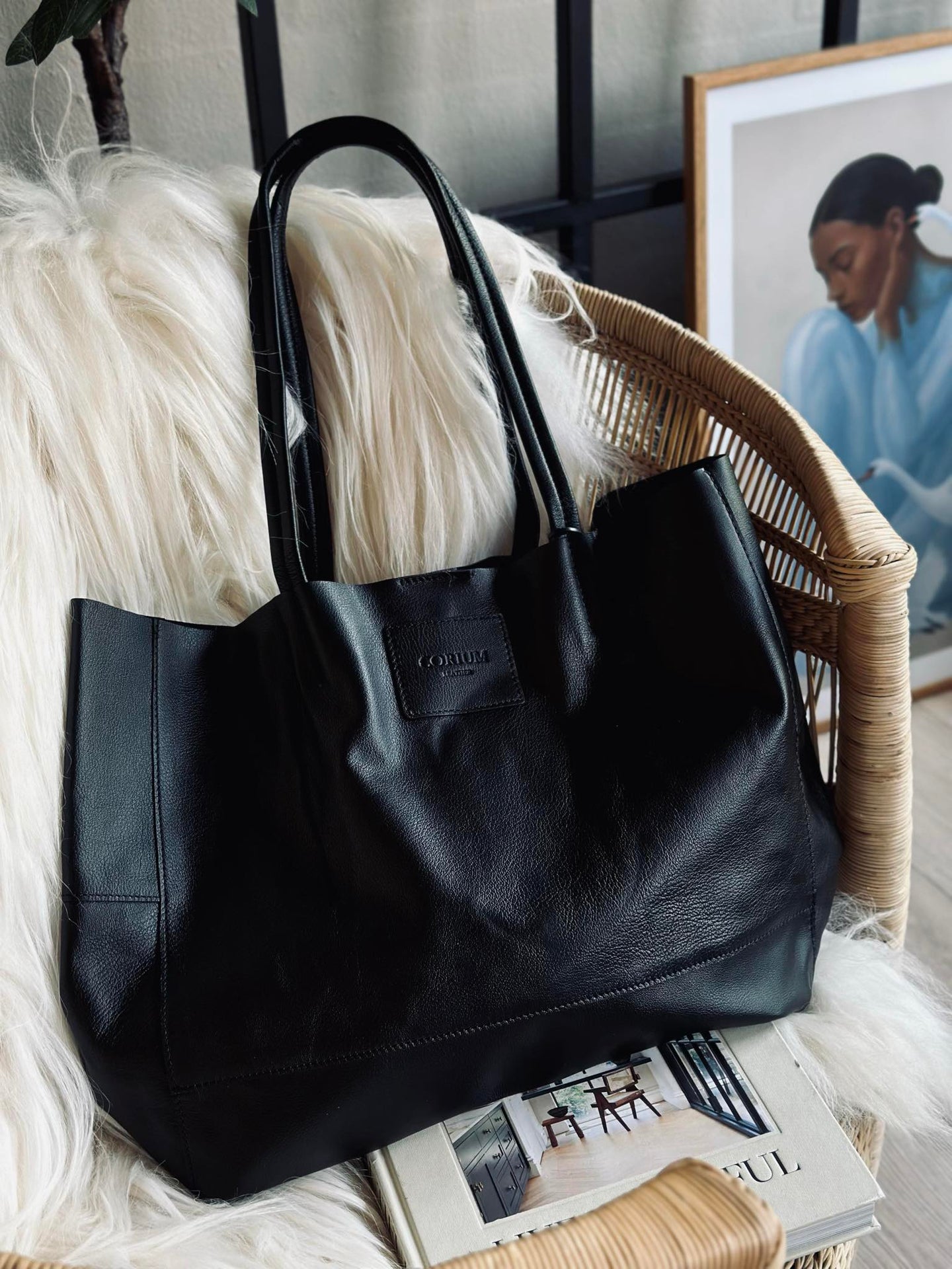 Shopper Daily i mjukt skinn - Black