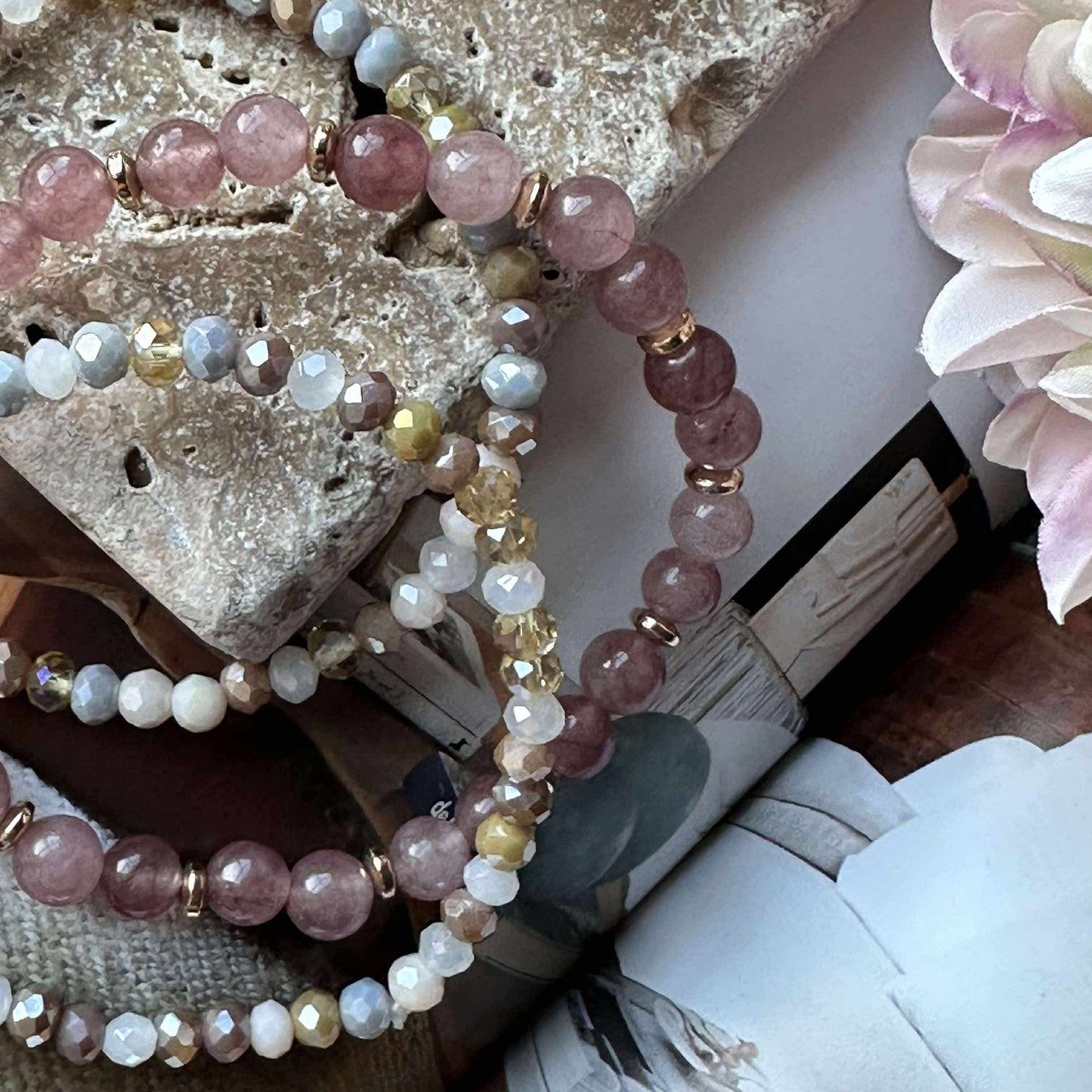 Armband Luna Vintage Rose – Set med 3 st