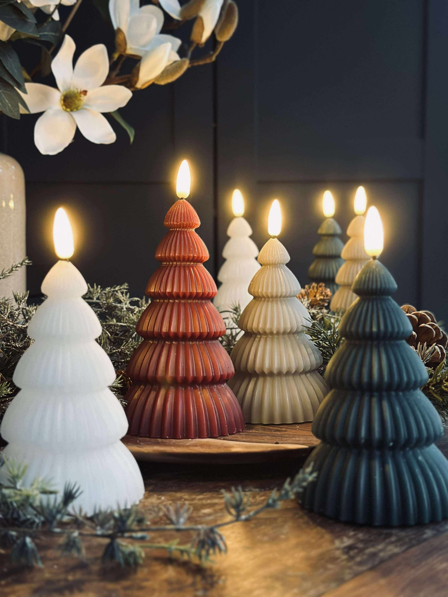 Julgran med LED-ljus - Set om 2 st. Grön