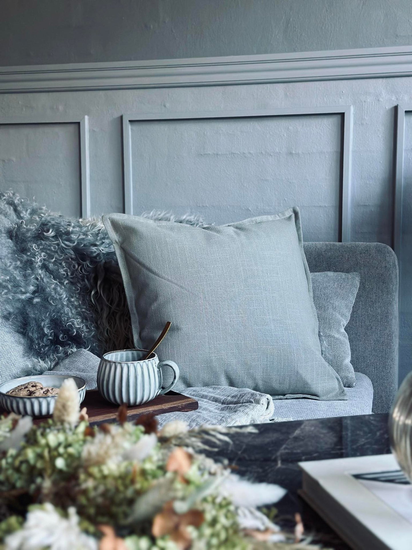 Kuddfodral 45x45 - Dammig grön