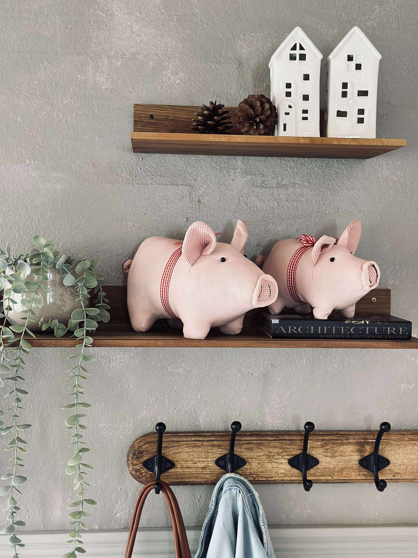 Julgris med rosett - Rosa