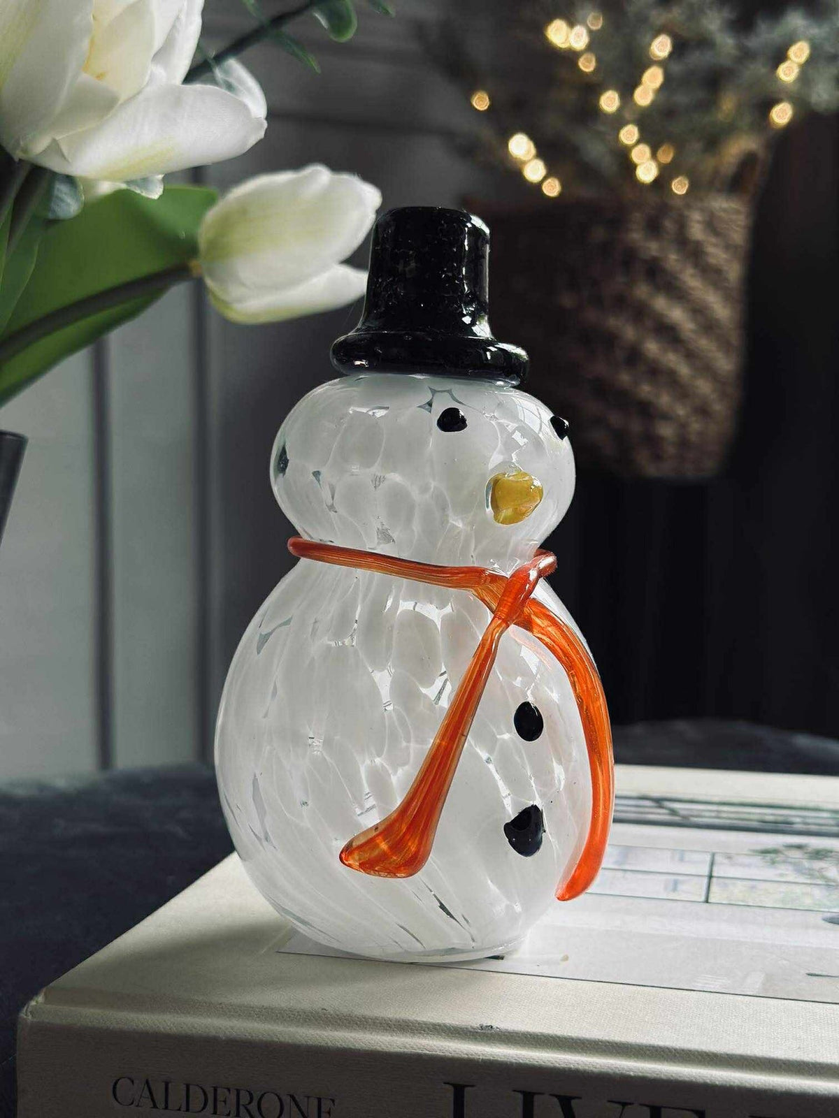 Snögubbe med LED-ljus