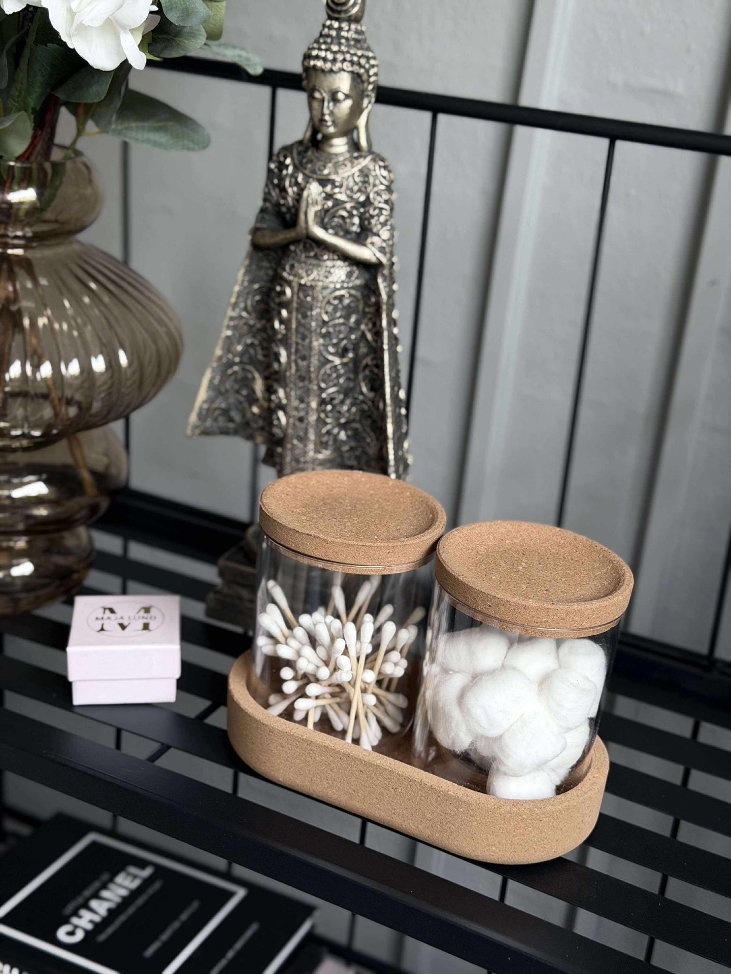 Organiser med lock i kork - 3 delar