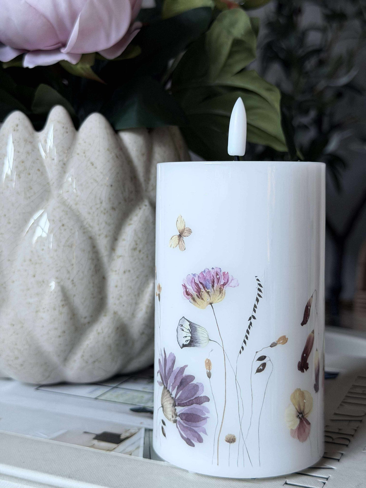 LED Blockljus Flower TWINKLE - 12,5cm