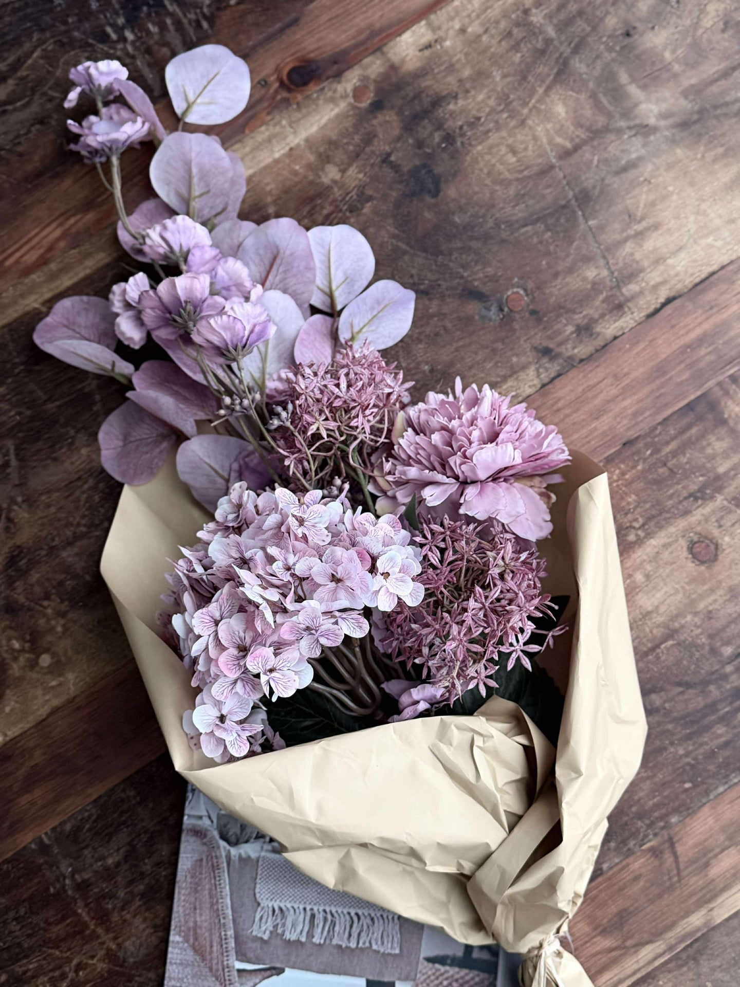 Bukett med hortensia - Syren / rosa