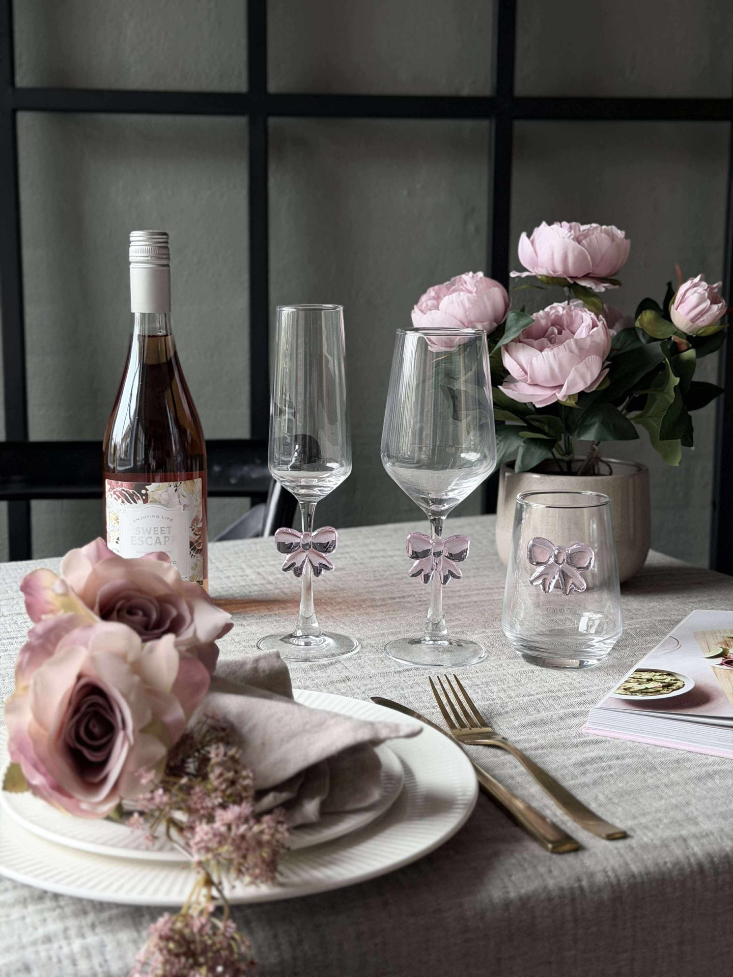 Glas med rosett