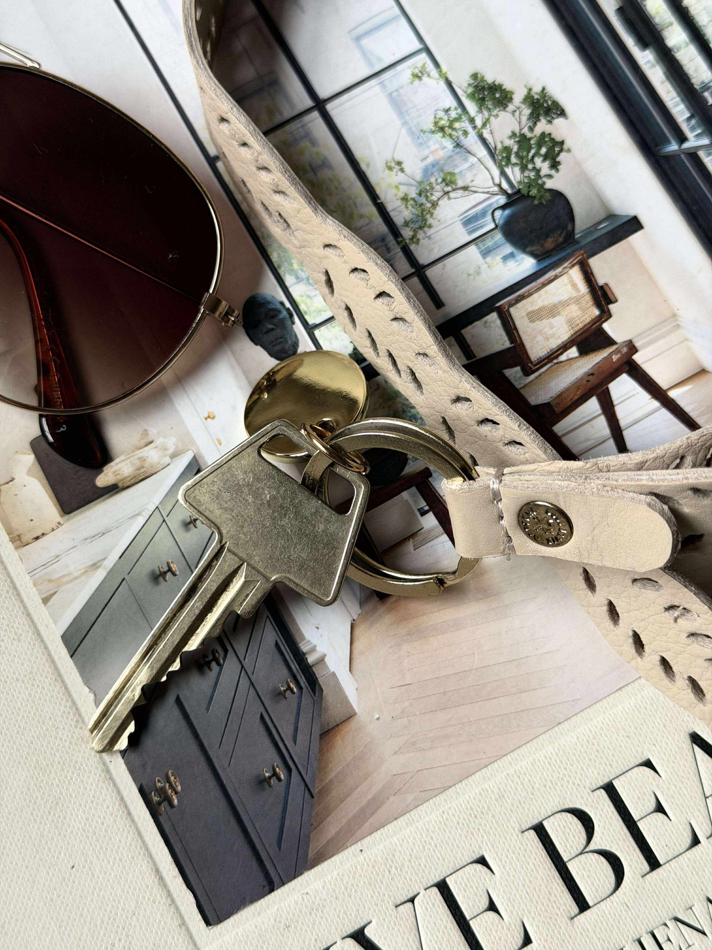 Boho nyckelring - Beige