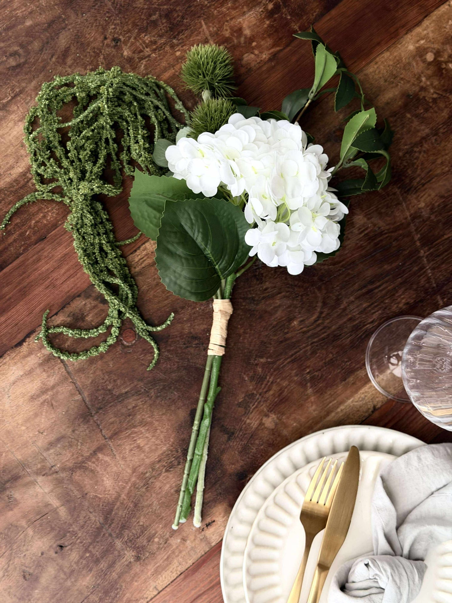 Bukett - Liten vit hortensia / Lime