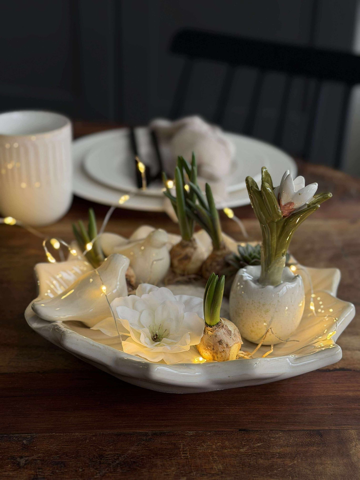 Fat med fåglar – White