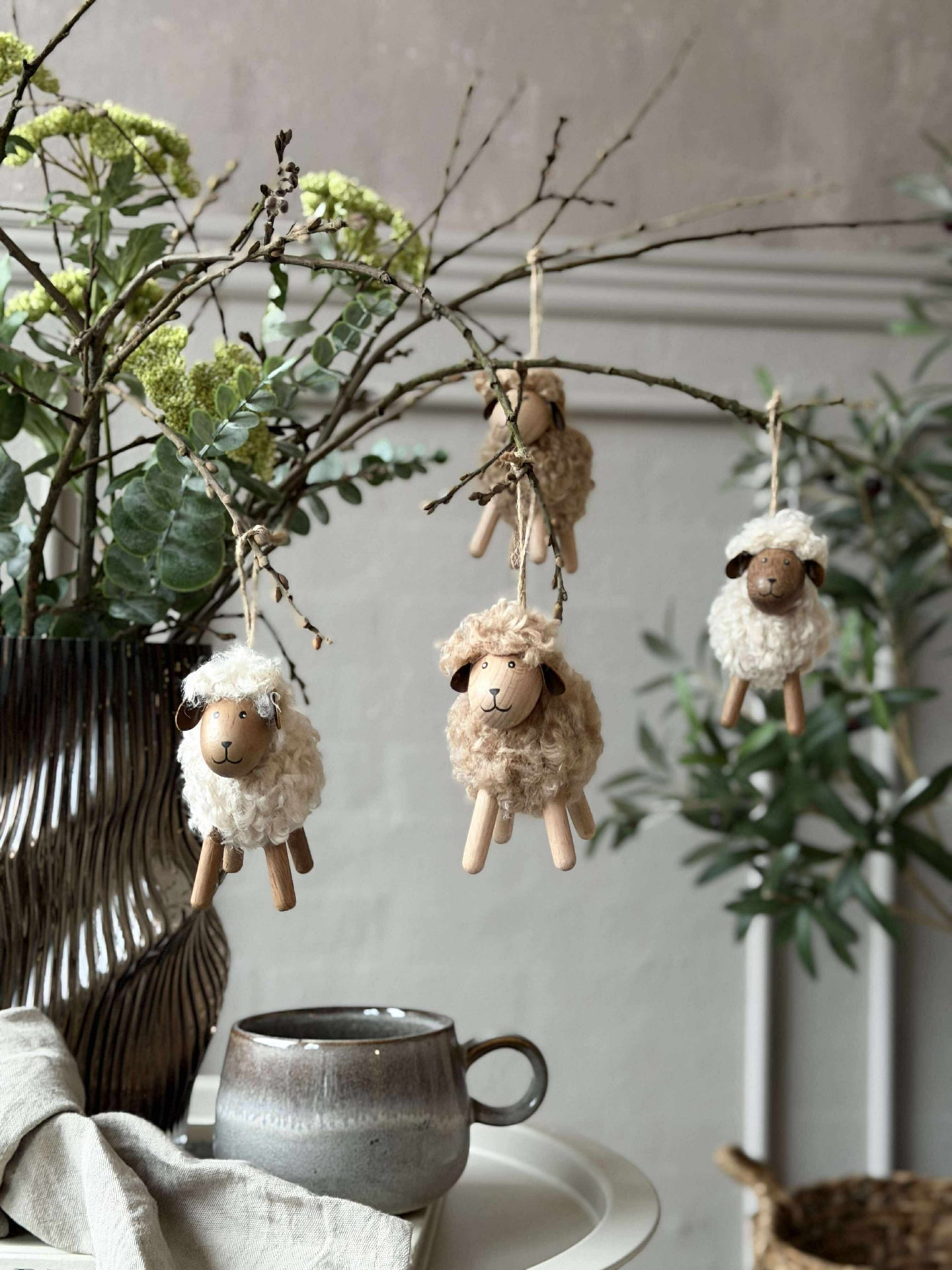 Får Fluffy Bärnsten/Vit 8cm