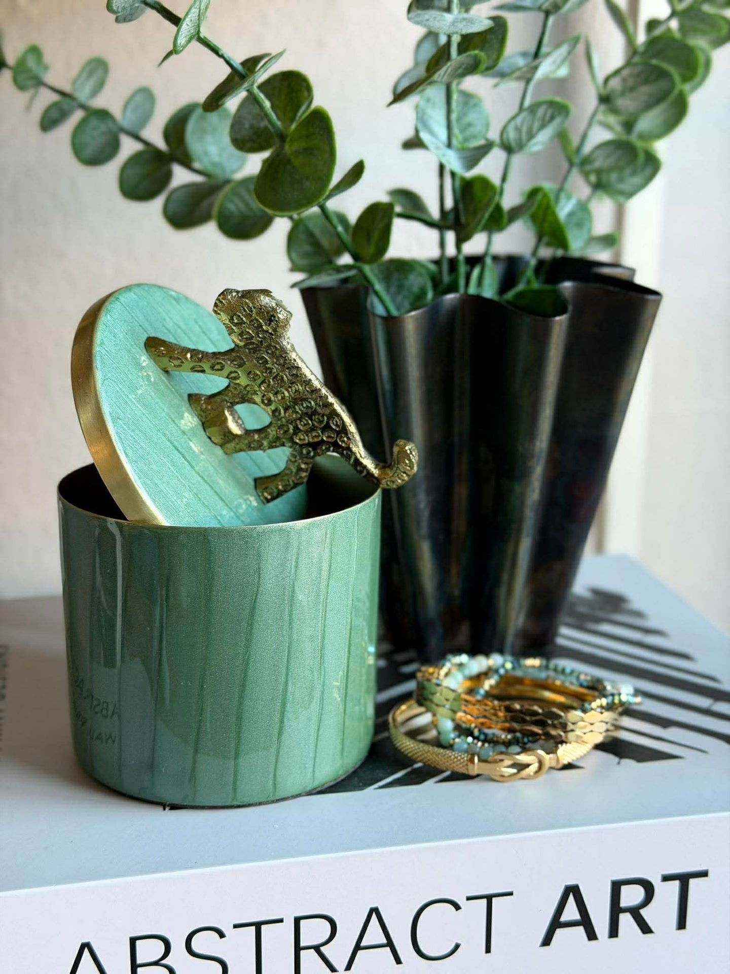 Kruka med lock – Grön med Leopard