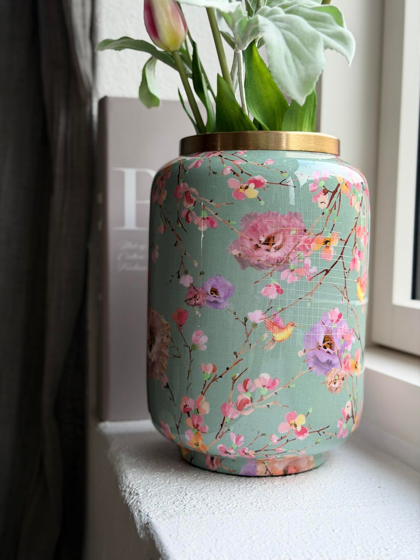 Vase Flower print - Grön