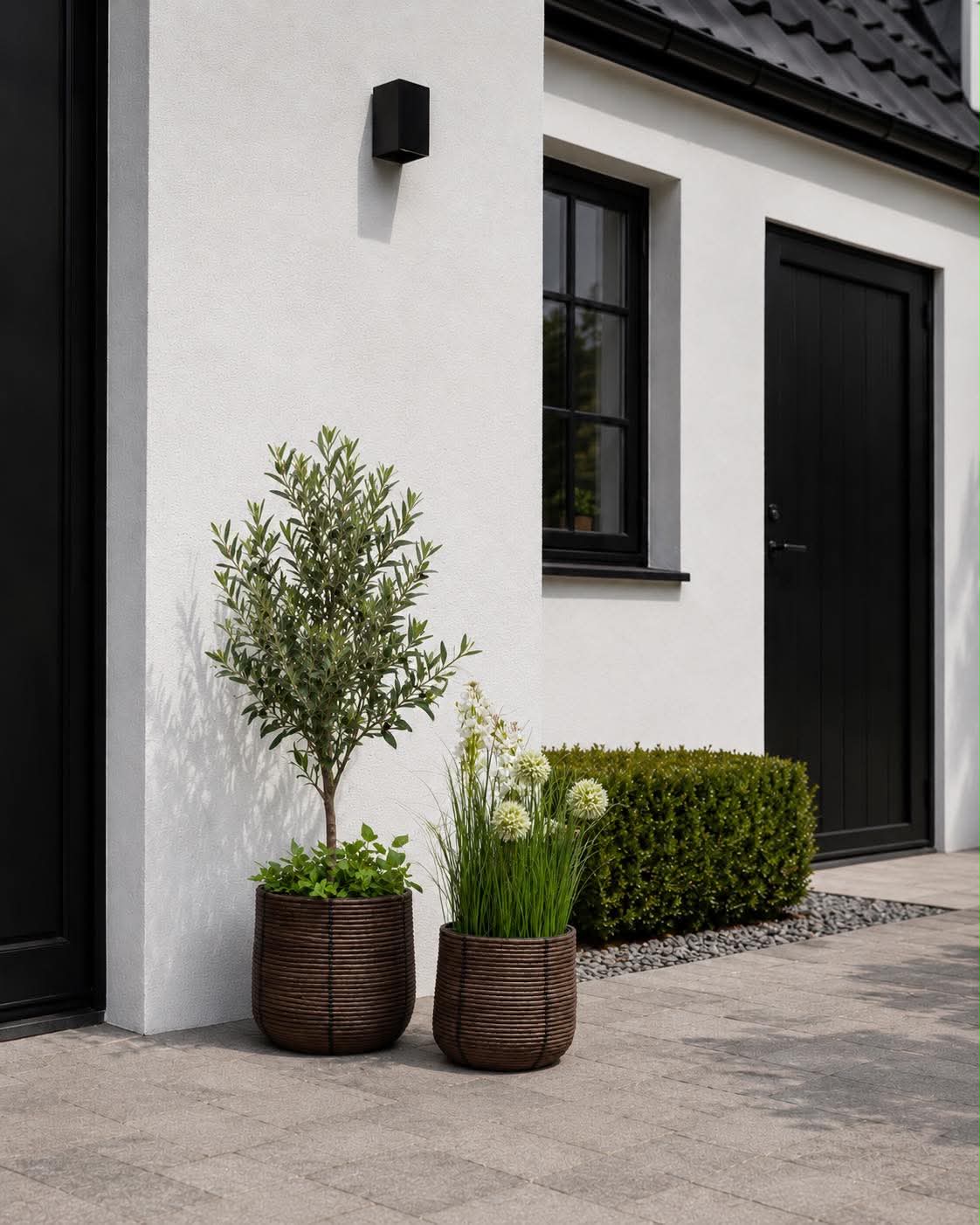 Plantekurve RATTAN – Set med 2 storlekar