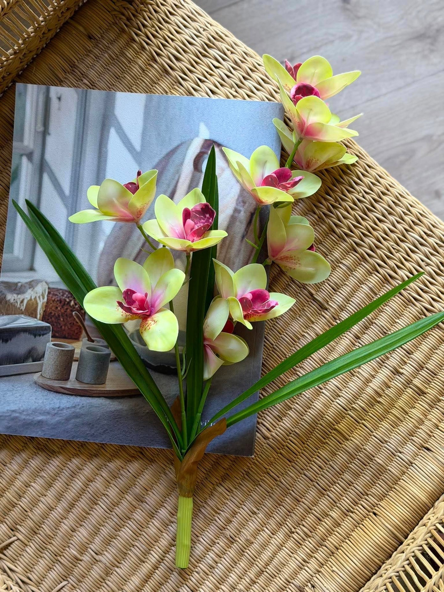Orkidéstjälk - 43 cm Rosa / gul